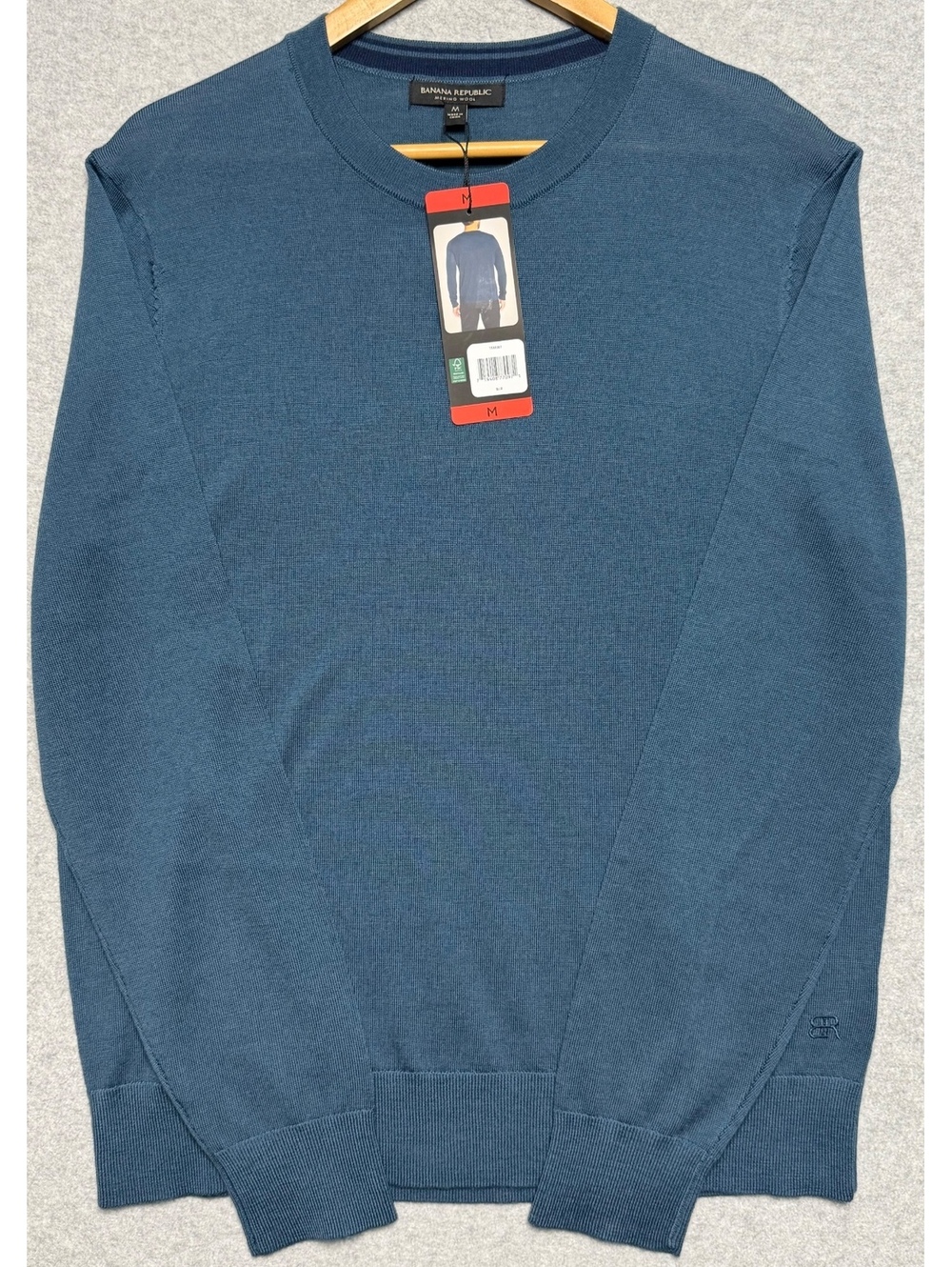 Banana Republic 100% Merino Wool Crewneck Sweater Teal Blue Men’s Medium NWT